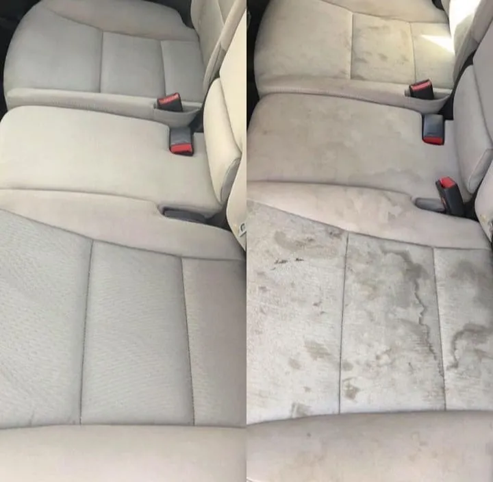 Before and after car seat cleaning