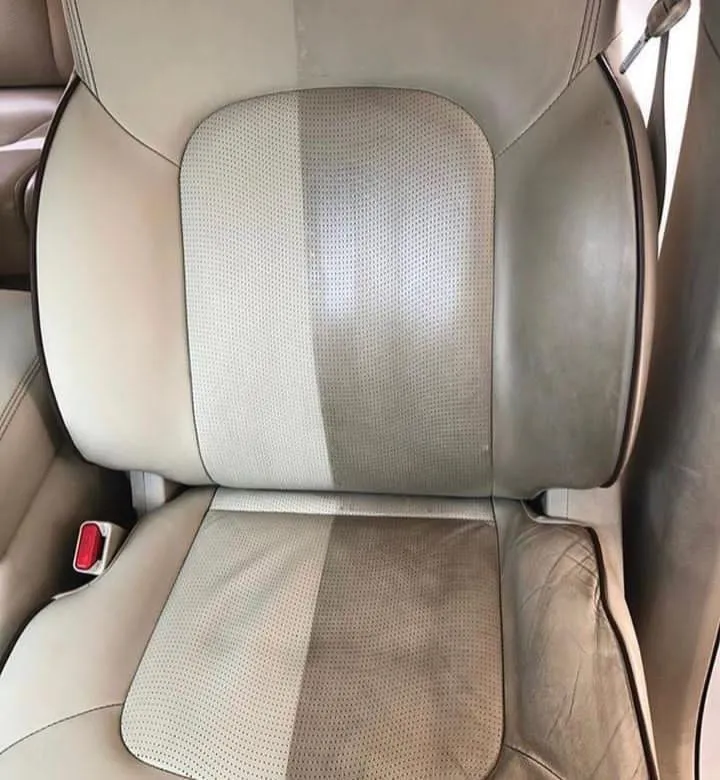 Before and after car seat cleaning