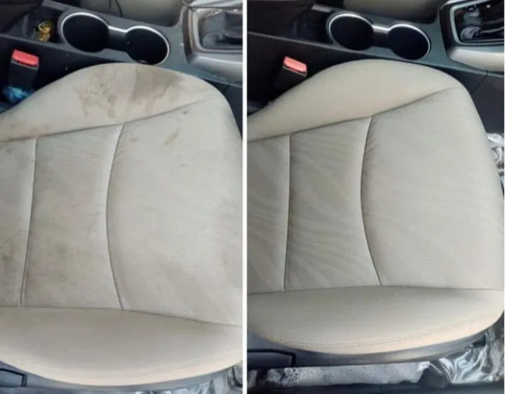 Before and after car seat cleaning