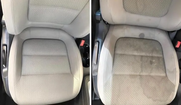 Before and after car seat cleaning