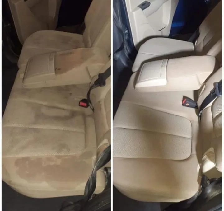 Before and after car seat cleaning