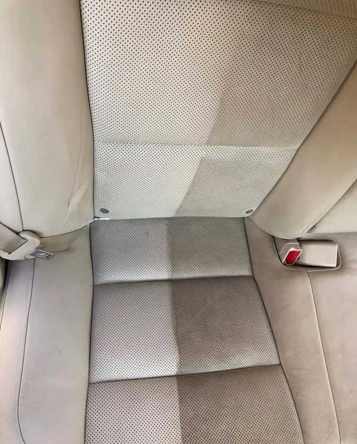 Before and after car seat cleaning