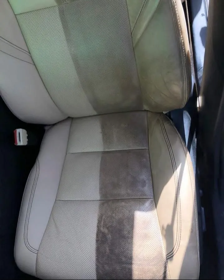Before and after car seat cleaning